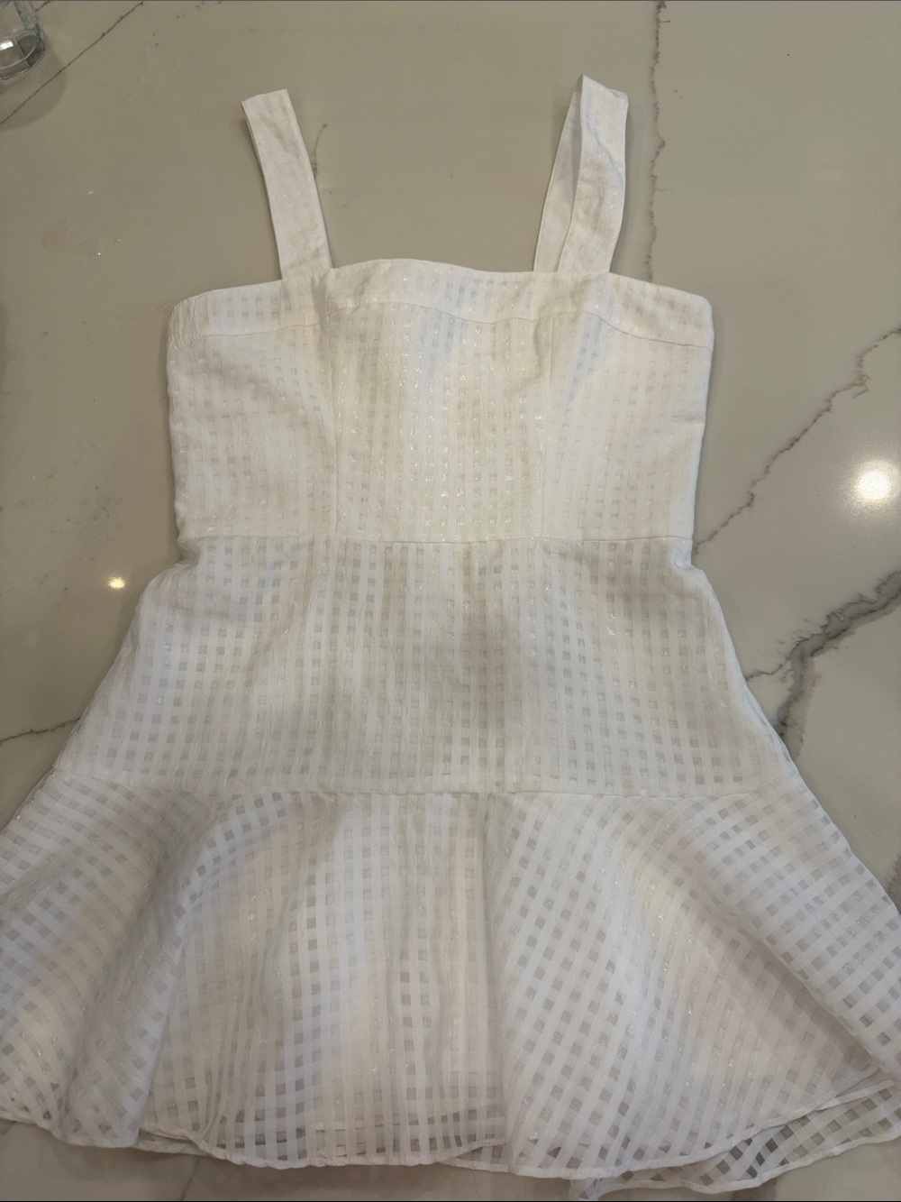 Amanda Uprichard White Girls' Gingham Fit-and-Flare Dress